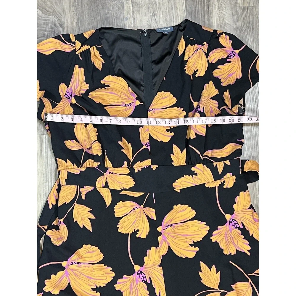 ModCloth Jumpsuit Women Plus 1x Black Floral Wide Leg‎ Orange Pink Spring Casual